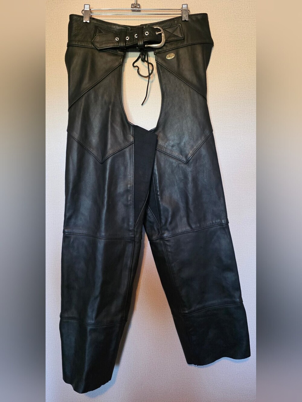 Harley-Davidson Black Leather Motorcycle Chaps with Belt